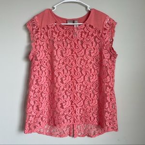 Chico’s Eyelet Coral Top Size 2